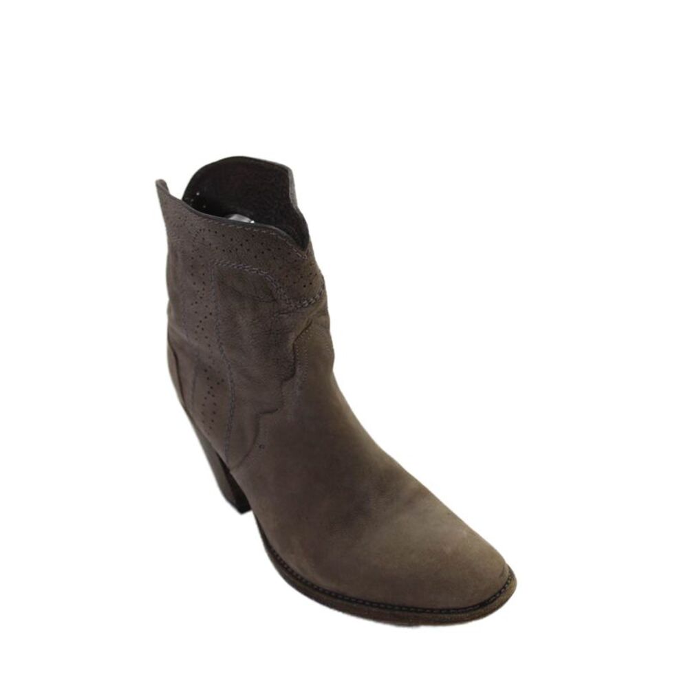 Sartore Womens Slip On Block Heel Perforated Trim Booties Brown Size 35.5